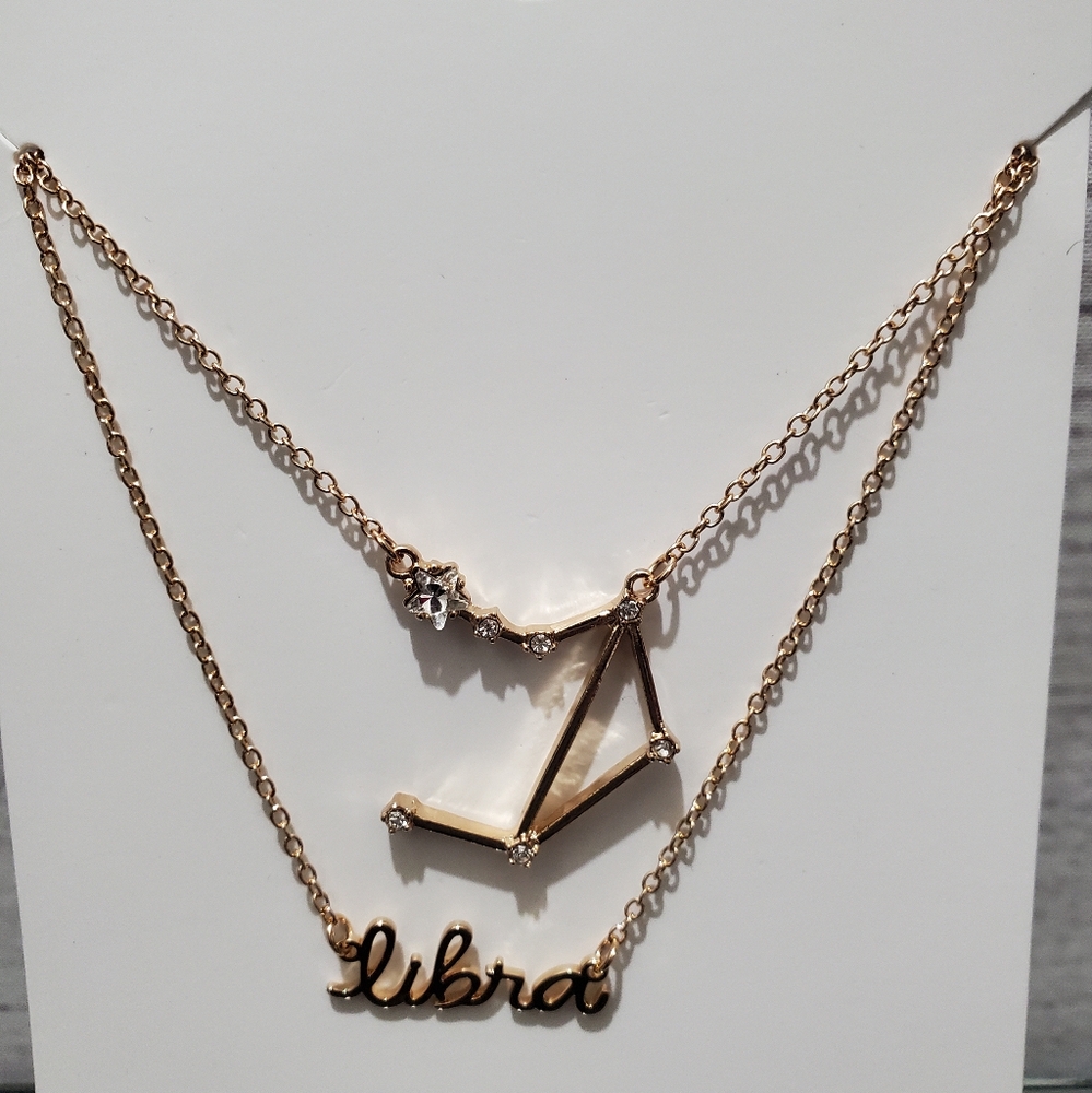 Gold Libra Zodiac Necklace